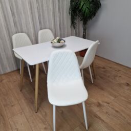 KOSY KOALA Modern Rectangle White Dining Table Set With 4 White Chairs Dining Room Furniture in Brown - thumbnail 4