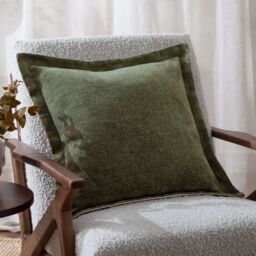 Yard Dune Velvet Chenille Cushion in Dark Green - Size: 50 cm x 50 cm