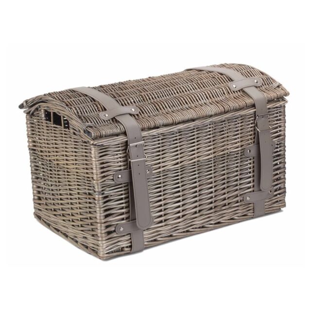 Red Hamper Wicker Antique Wash Domed Storage Hamper in Grey - Size: Small - image 1