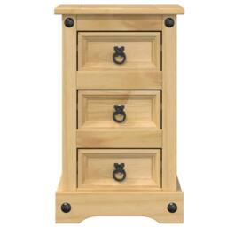 Berkfield Home Beautiful Bedside Cabinet Corona 35x32.5x58 cm Solid Wood Pine in Light Tan - thumbnail 4