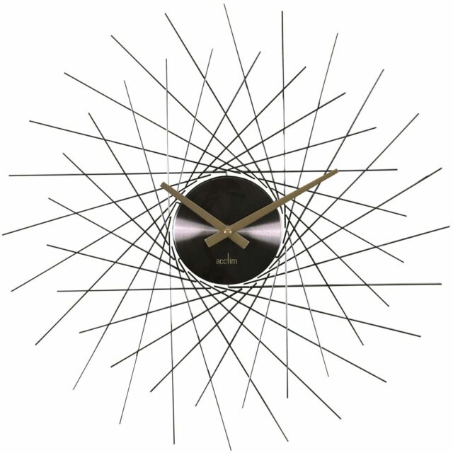 Acctim Lohne Large Wall Clock Quartz Spoke Geometric Spun Metal 50cm in Metallic Silver - image 1