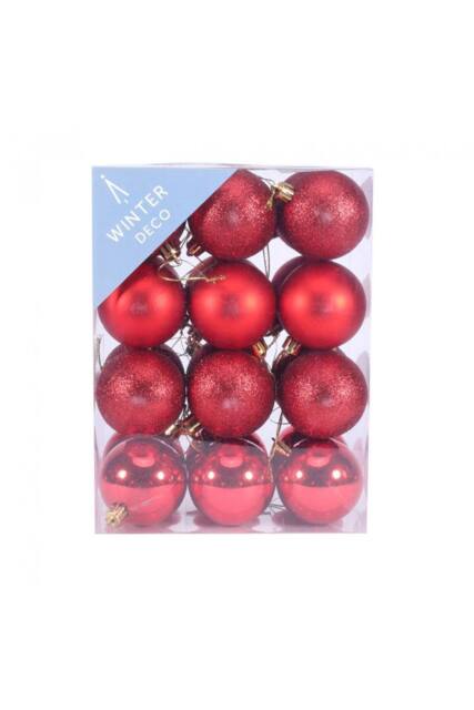 KDMD 6cm Red Shatterproof Baubles x24 - image 1