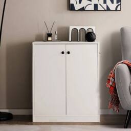 KORVIXA Modern Accent Cabinet Kitchen 2-Door Storage Cabinet in White - Size: 100 cm x 100 cm - thumbnail 3