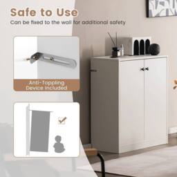 KORVIXA Modern Accent Cabinet Kitchen 2-Door Storage Cabinet in White - Size: 100 cm x 100 cm - thumbnail 5