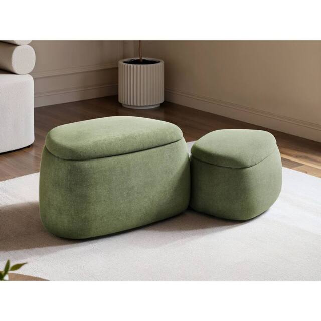 Solace+Co Zuri Storage Pouffe Set Green Fabric - image 1