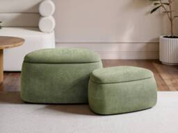 Solace+Co Zuri Storage Pouffe Set Green Fabric - thumbnail 2
