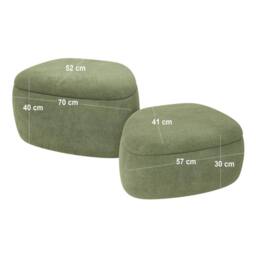 Solace+Co Zuri Storage Pouffe Set Green Fabric - thumbnail 3