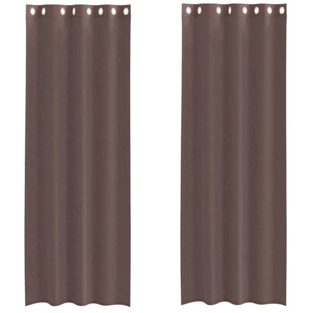 Berkfield Home Voile Curtains with Grommets 2 pcs Brown 140x260 cm - image 1