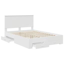 Berkfield Home Bed Frame with Headboard White 140 x 200 cm Engineered Wood - thumbnail 5