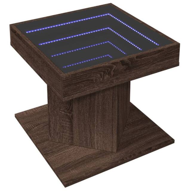 Berkfield Home Decorative Coffee Table with LED Brown Oak 50x50x45 cm Engineered Wood - Size: 50 x 50 x 45 cm - image 1