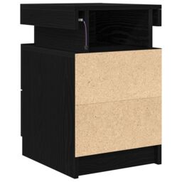 Berkfield Home Bedside Cabinet with LED Lights 2 pcs Black Oak 35x39x55 cm - Size: 35 x 39 x 55 cm - thumbnail 7
