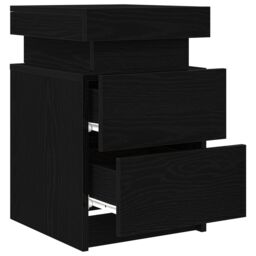 Berkfield Home Bedside Cabinet with LED Lights 2 pcs Black Oak 35x39x55 cm - Size: 35 x 39 x 55 cm - thumbnail 5