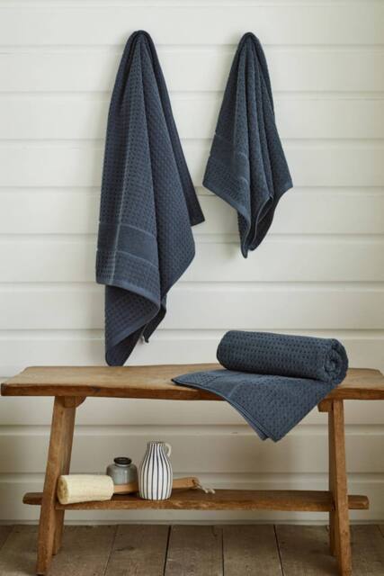Deyongs Mosley Textured 100% Cotton Towel in Dark Blue - image 1