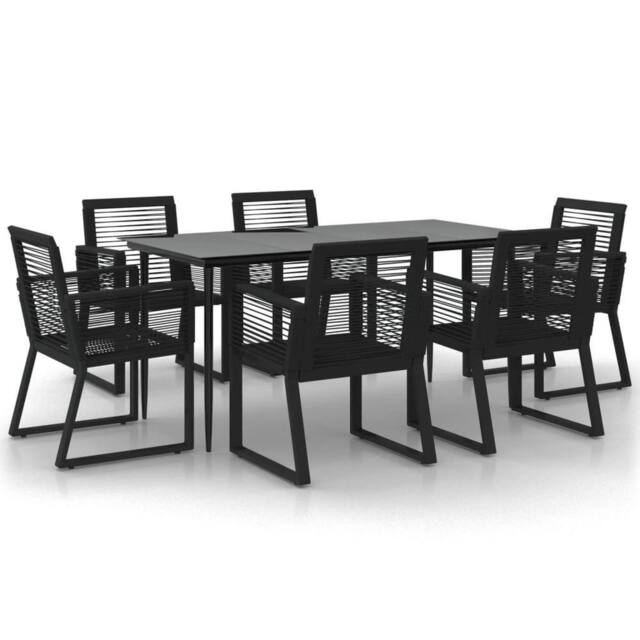 Berkfield Home 7 Piece Garden Dining Set Black PVC Rattan - image 1