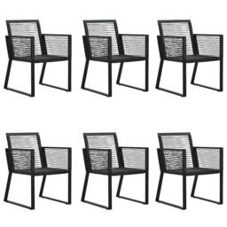 Berkfield Home 7 Piece Garden Dining Set Black PVC Rattan - thumbnail 4