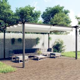 Berkfield Home Garden Gazebo with Retractable Roof 4x3 m Cream - thumbnail 2
