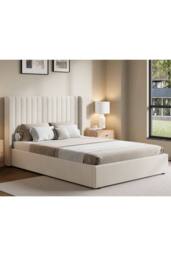 Groundlevel Belgravia Velvet Upholstered Gas Lift Ottoman Bed Frame in Cream - Size: Super King - thumbnail 3