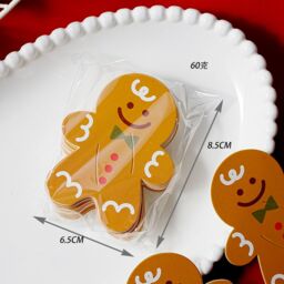 Leaper 50PCS Gingerbread Man Christmas Pattern Lollipop Decorative Paper Cards in Yellow - thumbnail 2