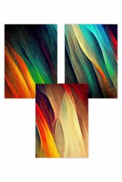 ARTZE Set of 3 Abstract Ribbons of Bright Colours Art Posters - Size: W50 cm x H70 cm - thumbnail 1