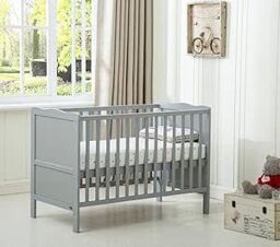 MCC Direct CozyCubs Wooden Cotbed Baby Cot Bed with Mattress - Orlando in Grey - Size: 1 Pack