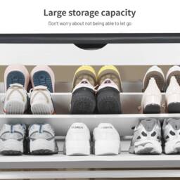 FLAVORA Wooden Shoe Bench with Cushion & Flip Drawer in White - Size: 500mm - thumbnail 5