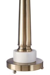 Orsina Classic Table Lamp With Antique Brass Tapered Stand, White Marble Base & Linen Shade, Elegant Iron Lighting in Gold - thumbnail 4