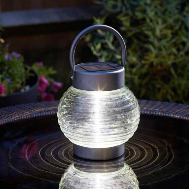 Marco Paul Silver Stainless Steel Round Solar Powered Lantern 17cm in Metallic Silver - image 1