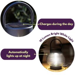 Marco Paul Silver Stainless Steel Round Solar Powered Lantern 17cm in Metallic Silver - thumbnail 6