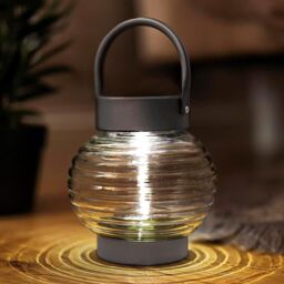 Marco Paul Silver Stainless Steel Round Solar Powered Lantern 17cm in Metallic Silver - thumbnail 2