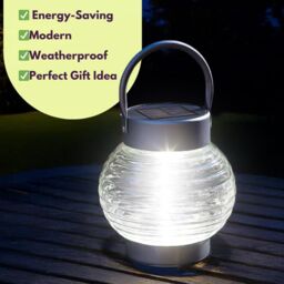Marco Paul Silver Stainless Steel Round Solar Powered Lantern 17cm in Metallic Silver - thumbnail 9