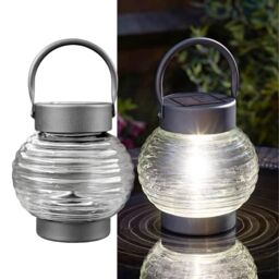 Marco Paul Silver Stainless Steel Round Solar Powered Lantern 17cm in Metallic Silver - thumbnail 8