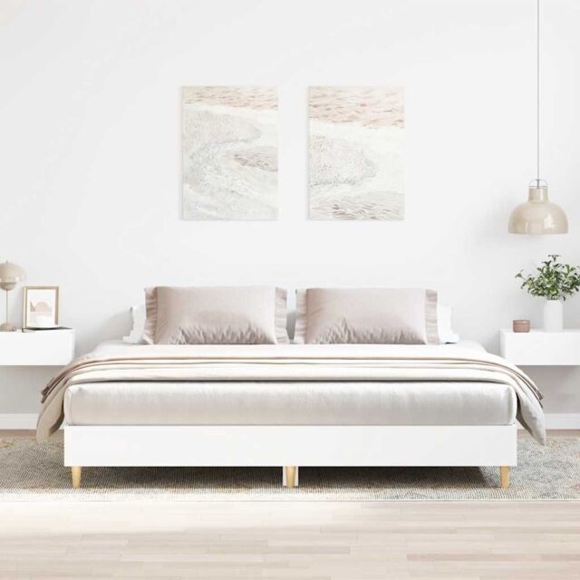 Berkfield Home Bed Frame without Mattress White 180x200cm Engineered Wood - Size: Super King - image 1