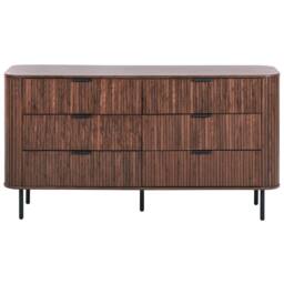 Wyld and Coco Retro Six-Drawer Chest - Dark Brown W153 x D47 x H81cm - thumbnail 4