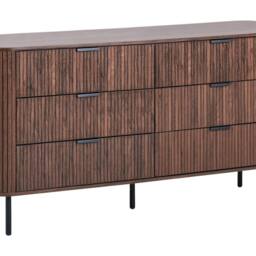 Wyld and Coco Retro Six-Drawer Chest - Dark Brown W153 x D47 x H81cm - thumbnail 2