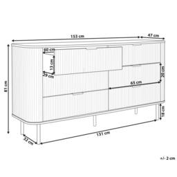 Wyld and Coco Retro Six-Drawer Chest - Dark Brown W153 x D47 x H81cm - thumbnail 3