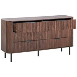 Wyld and Coco Retro Six-Drawer Chest - Dark Brown W153 x D47 x H81cm - thumbnail 6