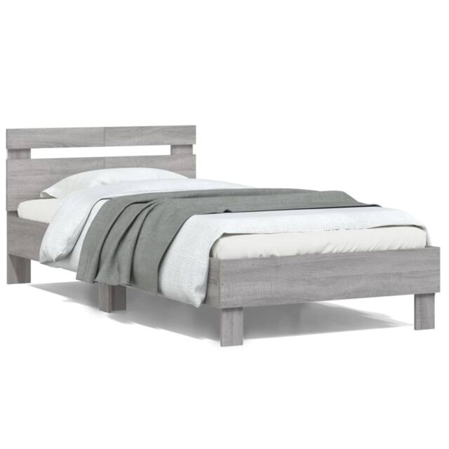 Berkfield Home Bed Frame without Mattress with LED Lights Grey Sonoma 100x200 cm - image 1