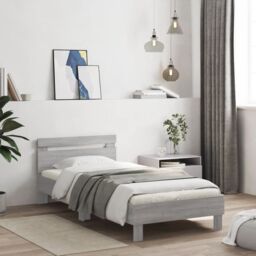 Berkfield Home Bed Frame without Mattress with LED Lights Grey Sonoma 100x200 cm - thumbnail 3