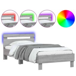 Berkfield Home Bed Frame without Mattress with LED Lights Grey Sonoma 100x200 cm - thumbnail 2