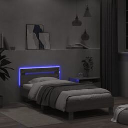 Berkfield Home Bed Frame without Mattress with LED Lights Grey Sonoma 100x200 cm - thumbnail 4