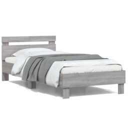 Berkfield Home Bed Frame without Mattress with LED Lights Grey Sonoma 100x200 cm - thumbnail 1