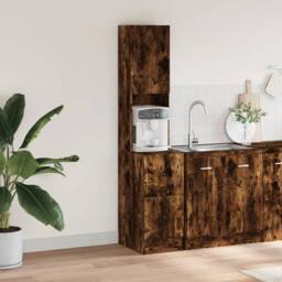 Berkfield Home Kitchen Cabinet Smoked Oak 35x50x180 cm Engineered Wood in Brown - Size: 35 x 50 x 180 cm