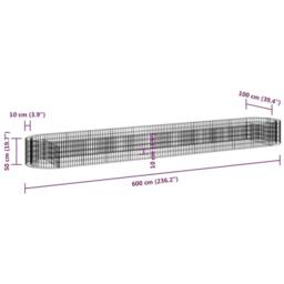 Berkfield Home Gabion Raised Bed Galvanised Iron 600x100x50 cm in Silver - Size: 600 x 100 x 50 cm - thumbnail 8
