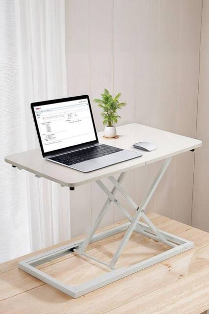 Living and Home Height Adjustable Standing Desk Converter in White - image 1