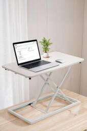 Living and Home Height Adjustable Standing Desk Converter in White - thumbnail 1