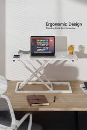 Living and Home Height Adjustable Standing Desk Converter in White - thumbnail 7