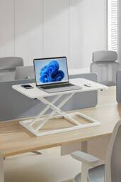 Living and Home Height Adjustable Standing Desk Converter in White - thumbnail 9