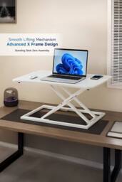 Living and Home Height Adjustable Standing Desk Converter in White - thumbnail 8