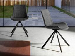 Angel Cerda Dark Gray Fabric Swivel Dining Chair with Black in Dark Grey - thumbnail 3