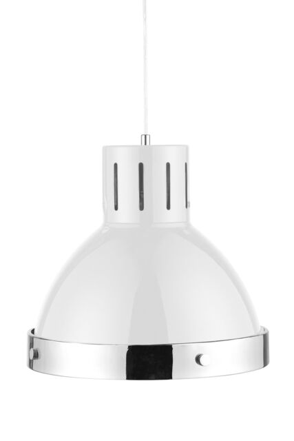 Orsina Chrome Bell Shaped Pendant Light in White - image 1